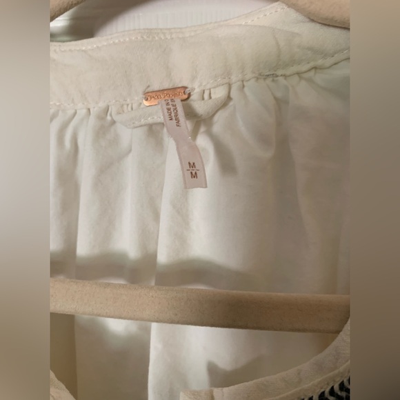 Free People Embroidered Swingy Jacket Ivory Pink Sz M Boho Cottagecore Festival - Picture 11 of 11